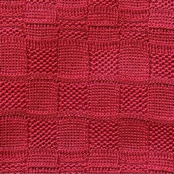 Misook Rapture Knit Jacket Oversized Red Textured Black Vegan Leather Trim Small - Picture 5 of 11